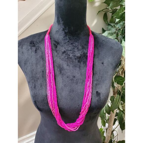 Women's Pink MultiLayered Bead Chunky Stylish Necklace - Picture 1 of 6